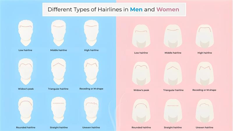 different types of hairlines in men and women